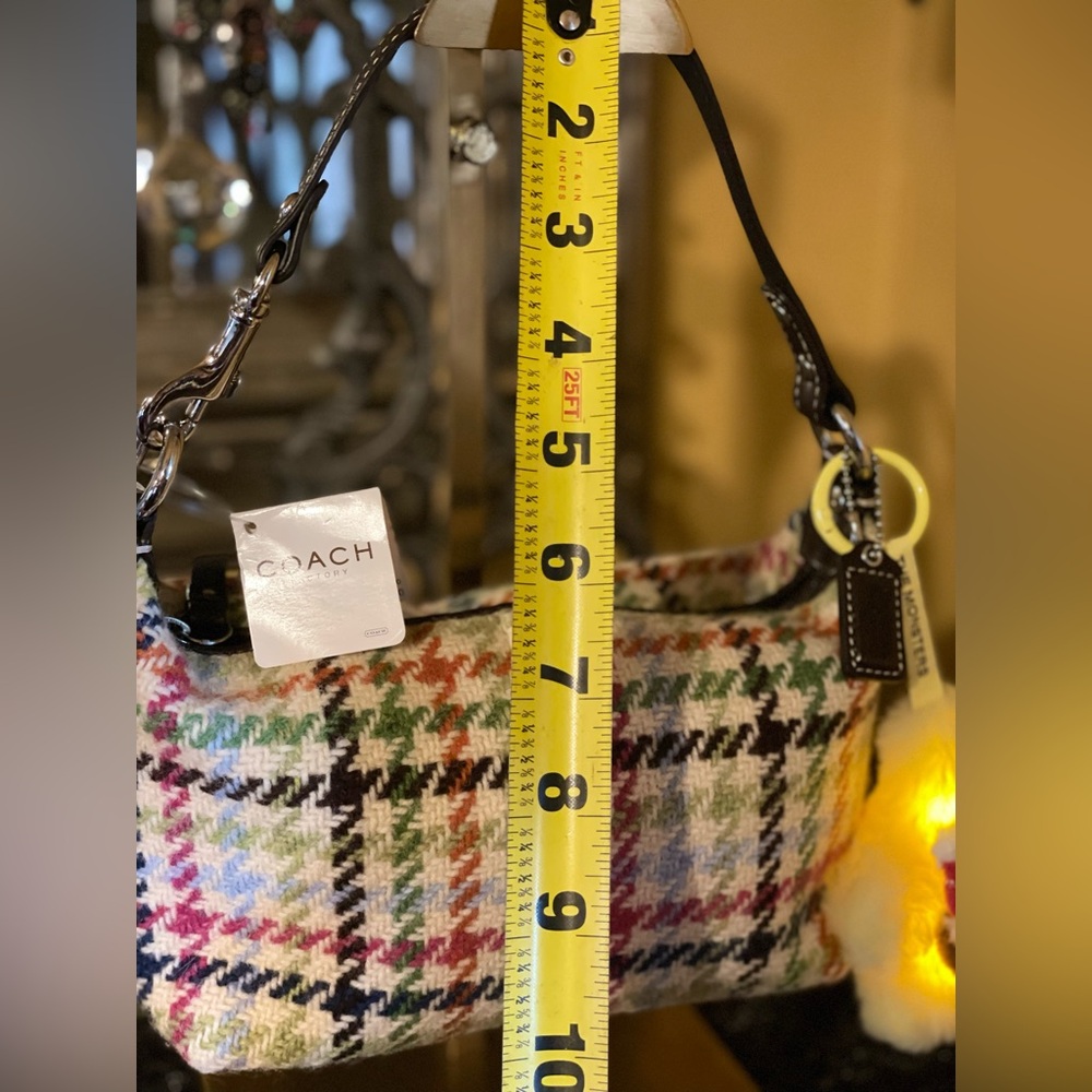 COACH NWT Hampton Tattersall Top Handle Pouchette Mini Bag W/NWOT Labubu Charm - Picture 16 of 17